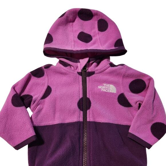 NORTHFACE PURPLE‎ POLKA DOT BABY GIRL FLEECE SWEATER 3-6MONTHS - Picture 2 of 2